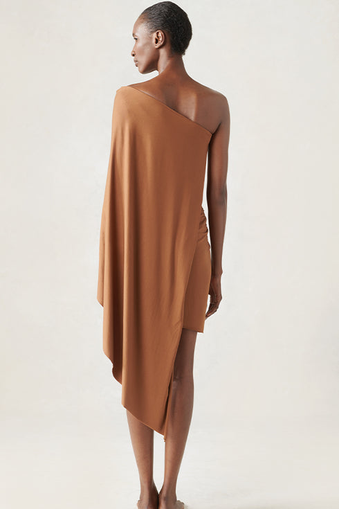 Jersey Short Cape Dress Rust XS S M L